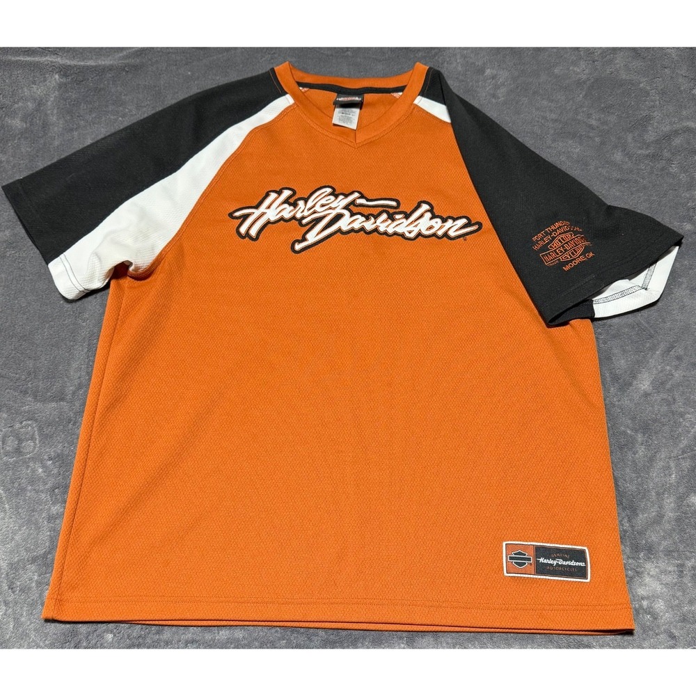 Harley Davidson Jersey XL Orange Black Fort Thunder Moore Oklahoma